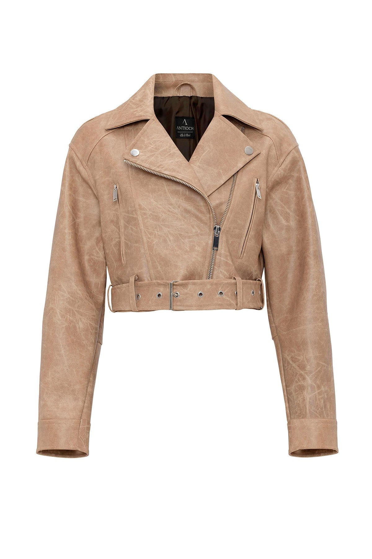 Antioch Women's Faux Leather Crop Biker Jacket