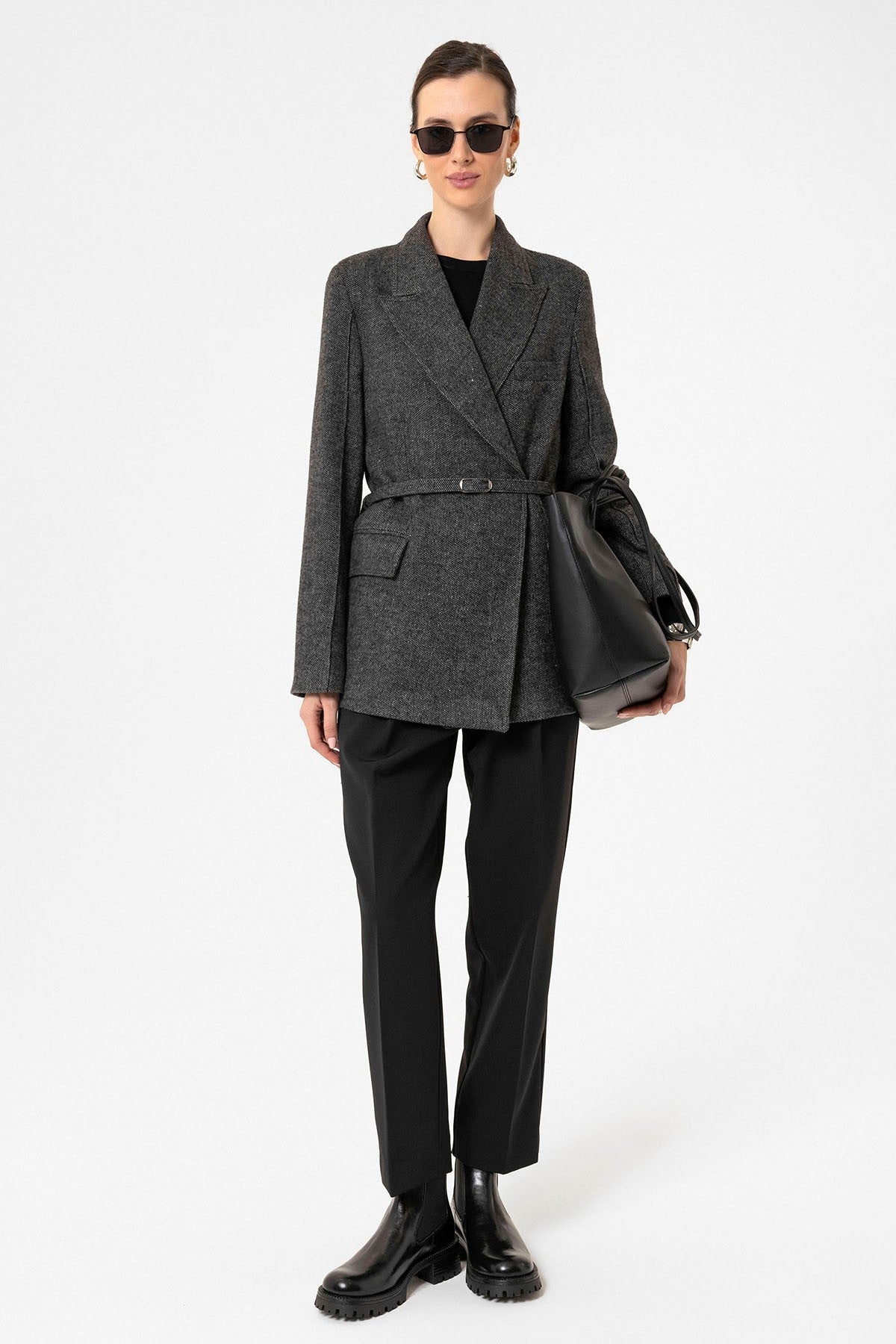Antioch Women's Textured Blazer with Belt