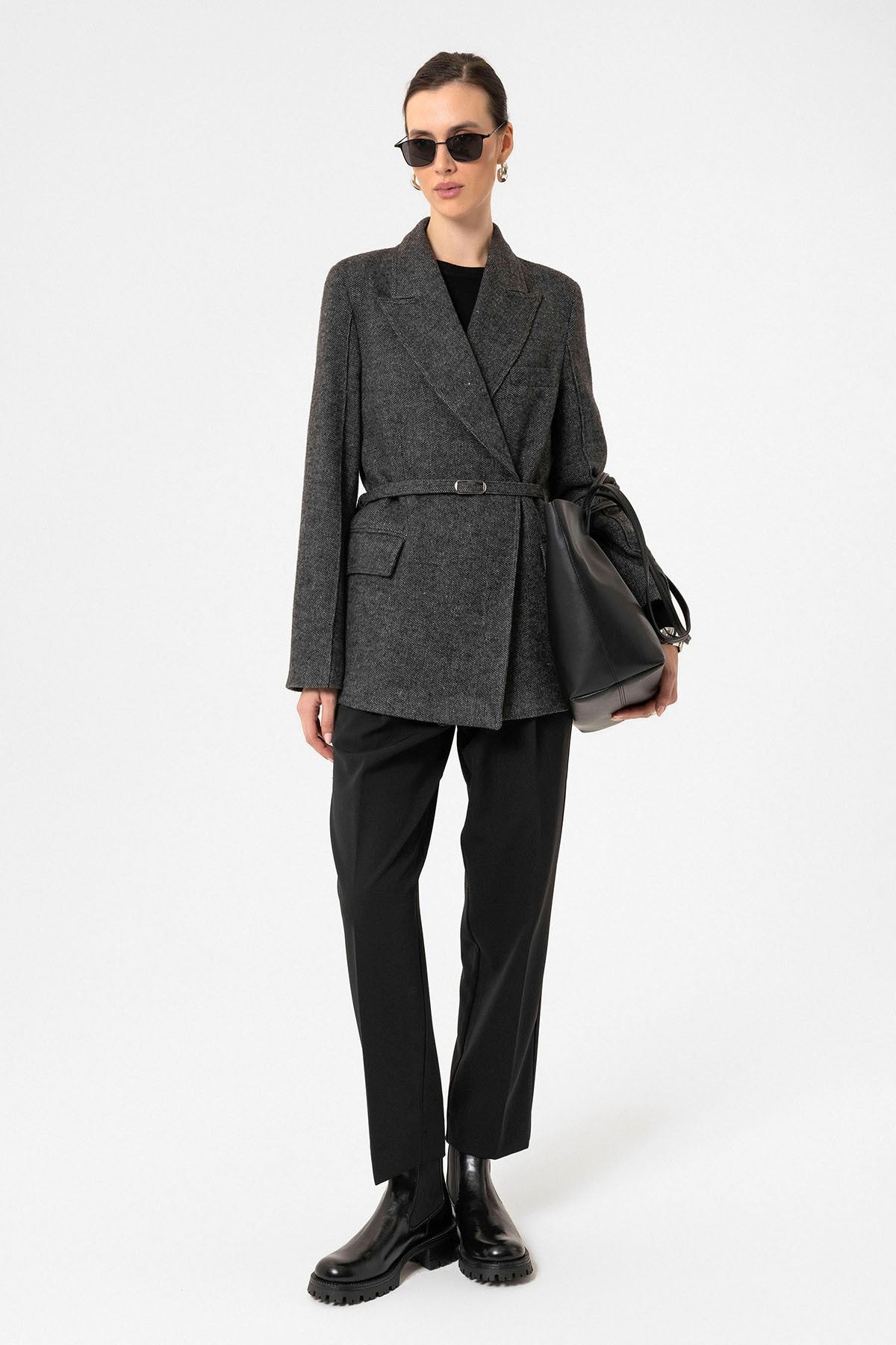 Antioch Women's Textured Blazer with Belt