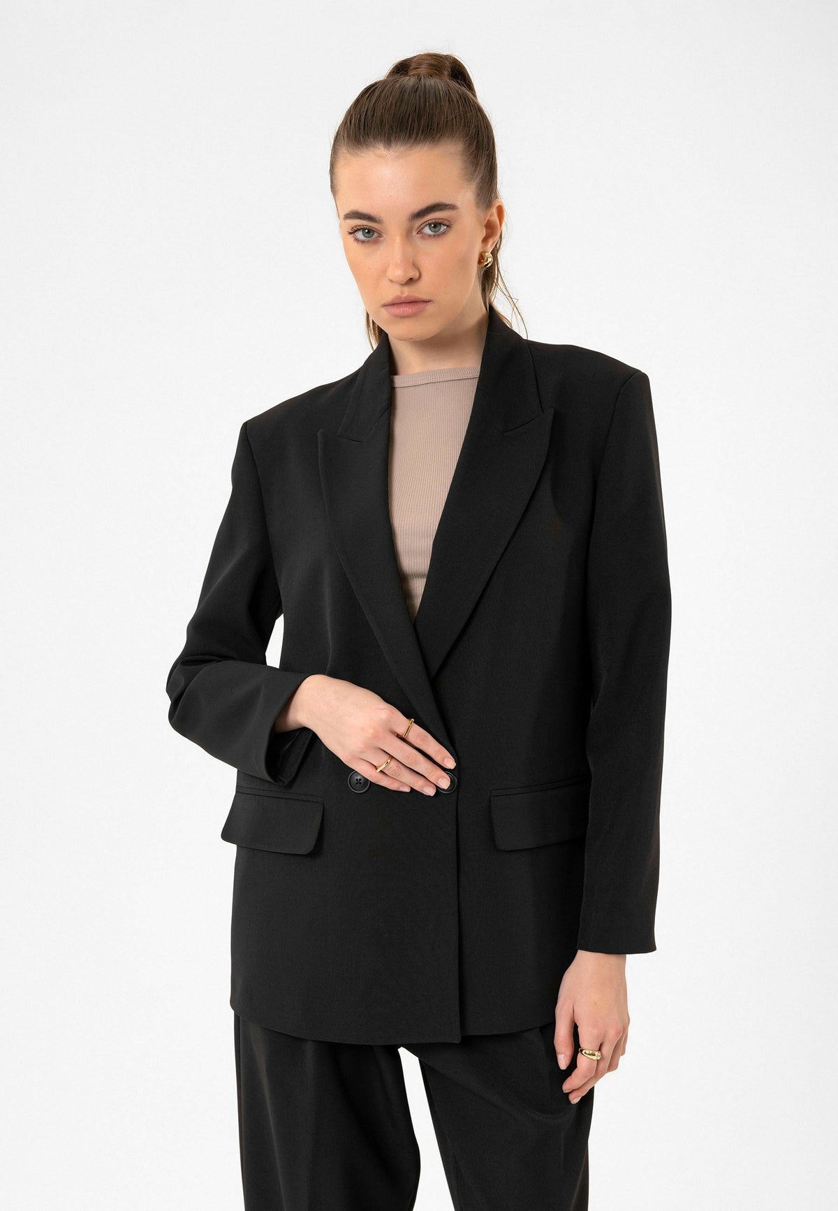 Antioch Women's Double-Breasted Oversized Blazer Jacket