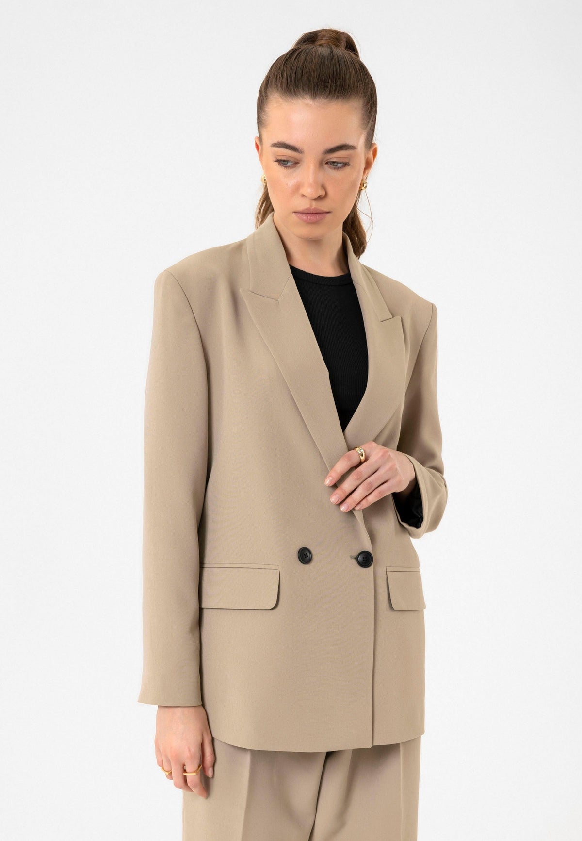 Antioch Women's Double-Breasted Oversized Blazer Jacket