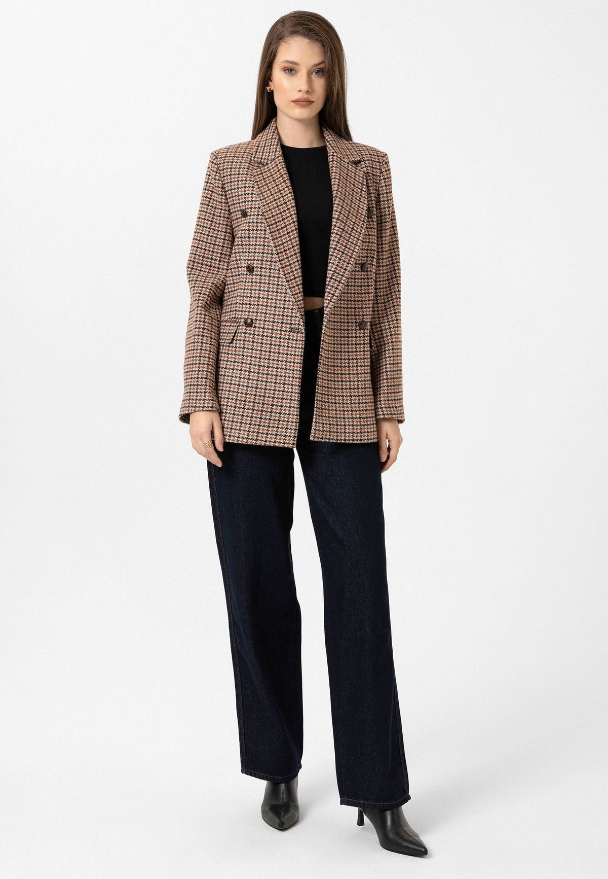 Antioch Women's Houndstooth-Patterned Blazer Jacket