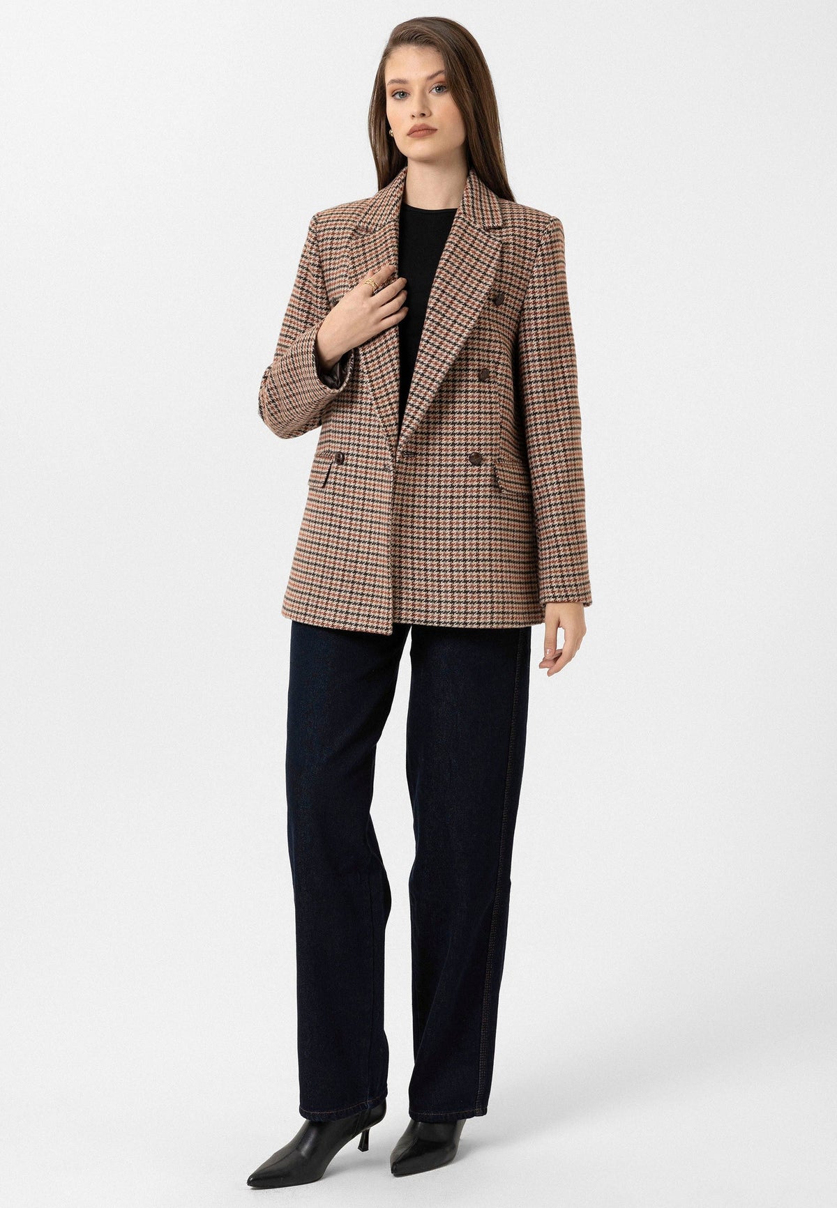 Antioch Women's Houndstooth-Patterned Blazer Jacket