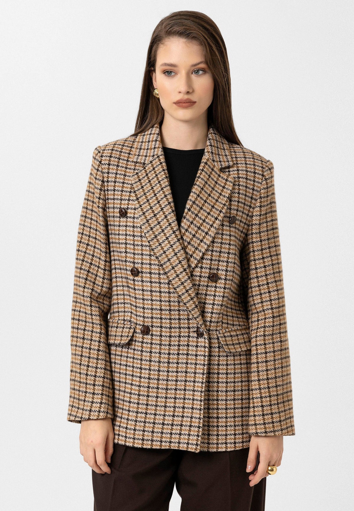 Antioch Women's Houndstooth-Patterned Blazer Jacket