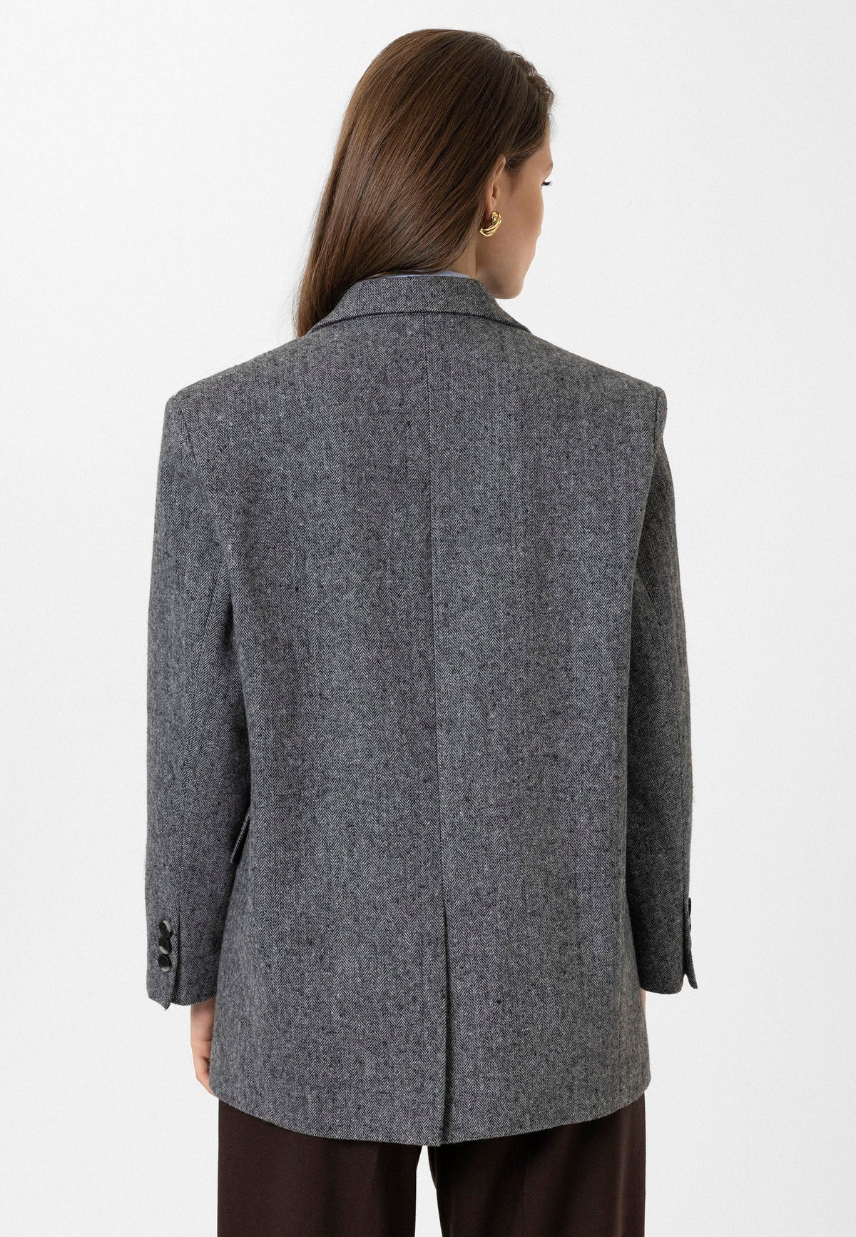 Antioch Women's Relaxed-Fit Herringbone-Patterned Blazer Jacket