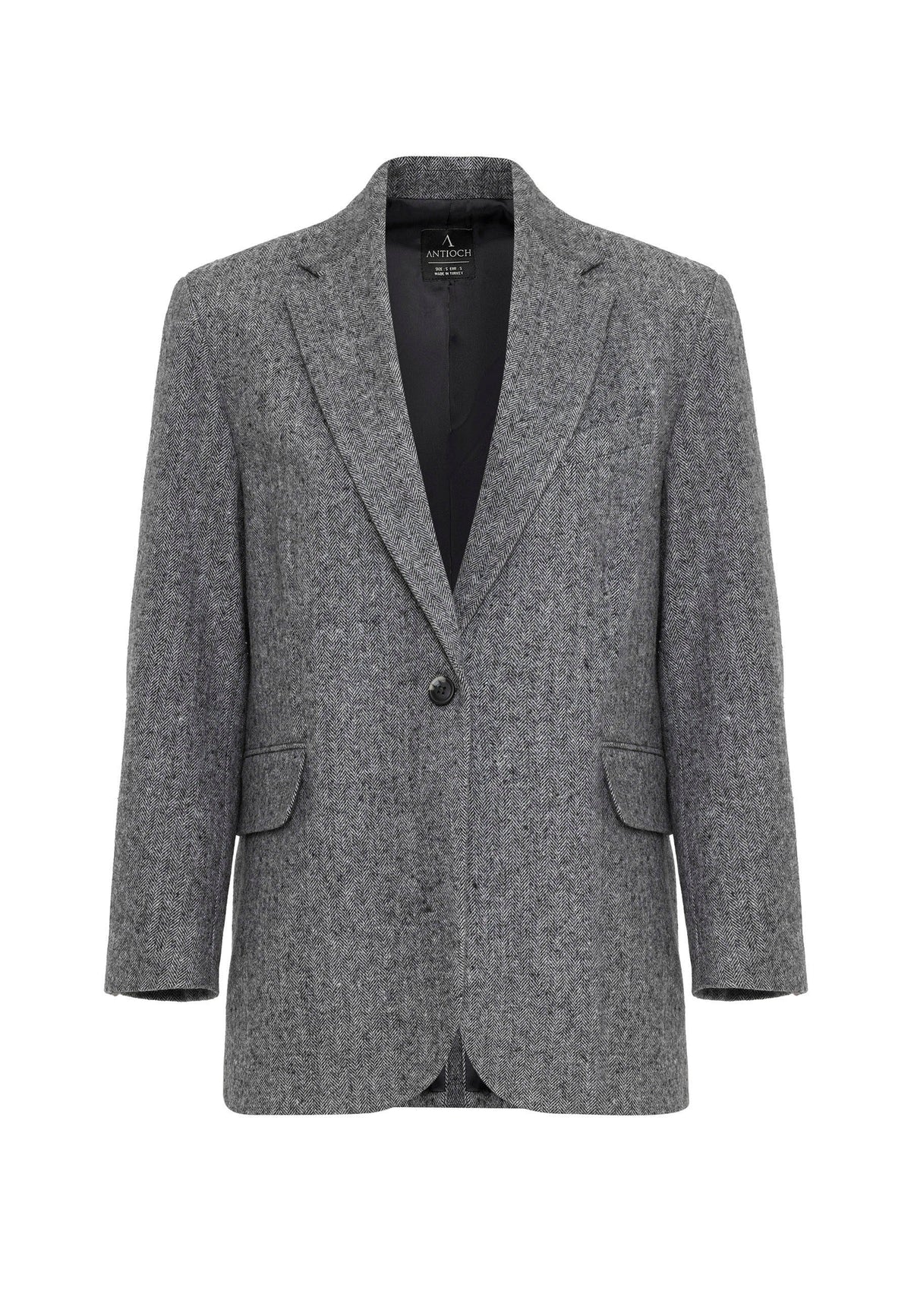 Antioch Women's Relaxed-Fit Herringbone-Patterned Blazer Jacket