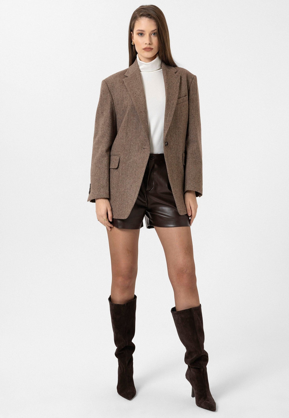Antioch Women's Relaxed-Fit Herringbone-Patterned Blazer Jacket