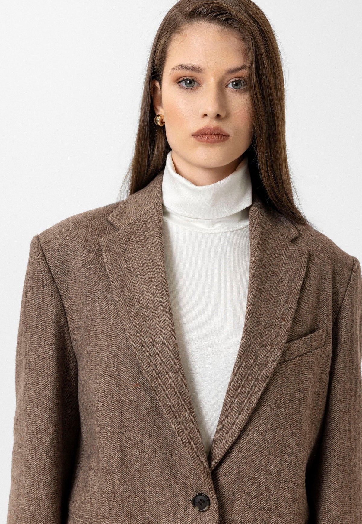 Antioch Women's Relaxed-Fit Herringbone-Patterned Blazer Jacket