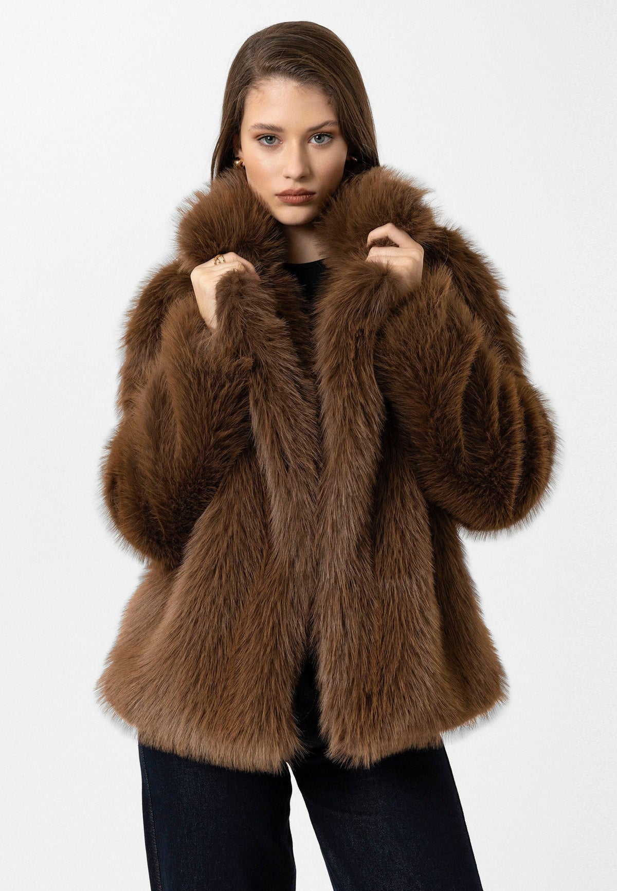 Antioch Women's Jacket with Collar, Faux Fur Jacket