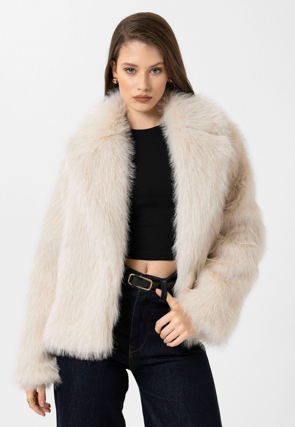 Antioch Women's Jacket with Collar, Faux Fur Jacket