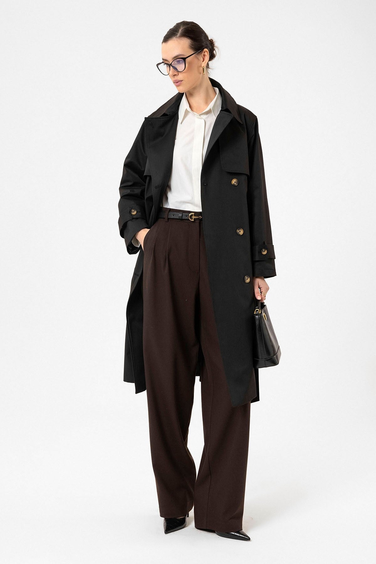 Antioch Women's Double-Breasted Belted Trench Coat
