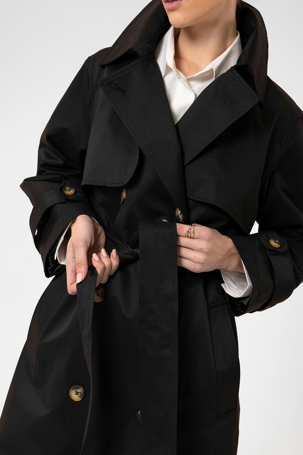 Antioch Women's Double-Breasted Belted Trench Coat
