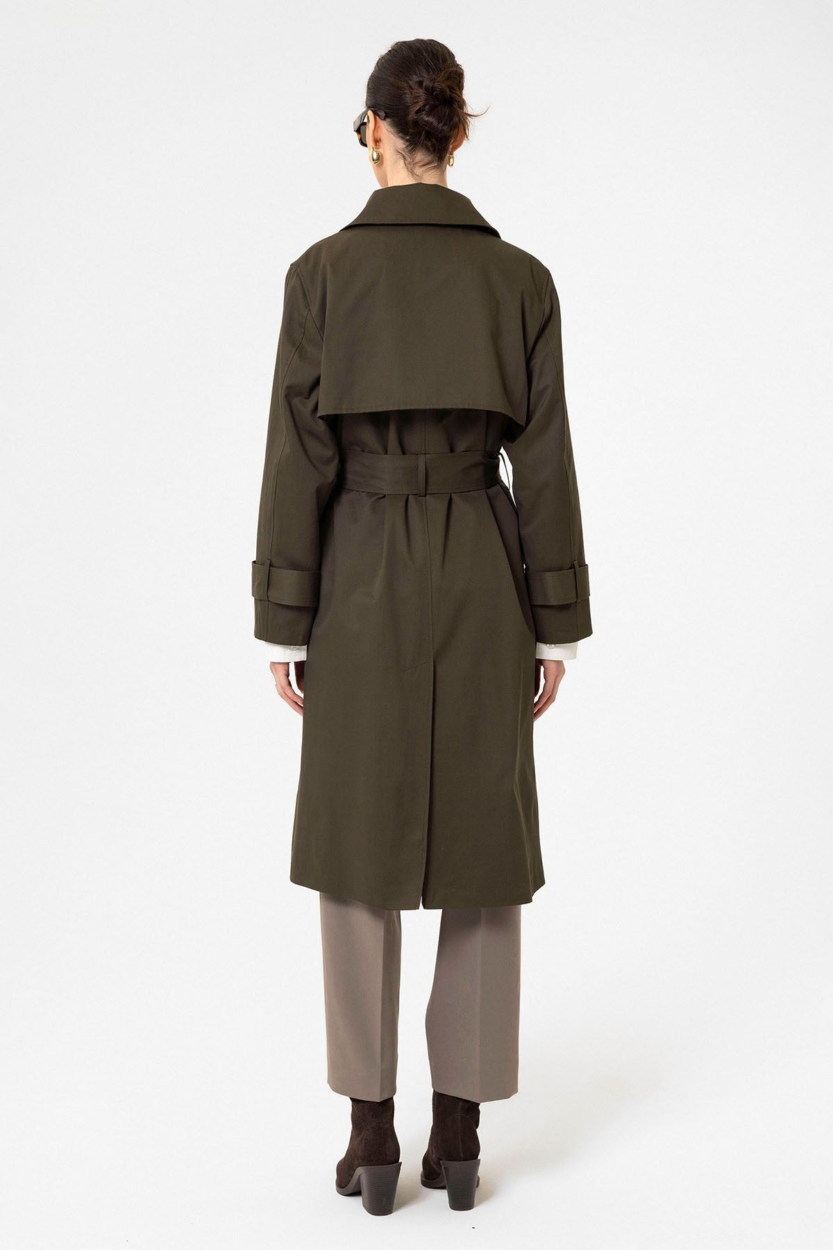 Antioch Women's Double-Breasted Belted Trench Coat