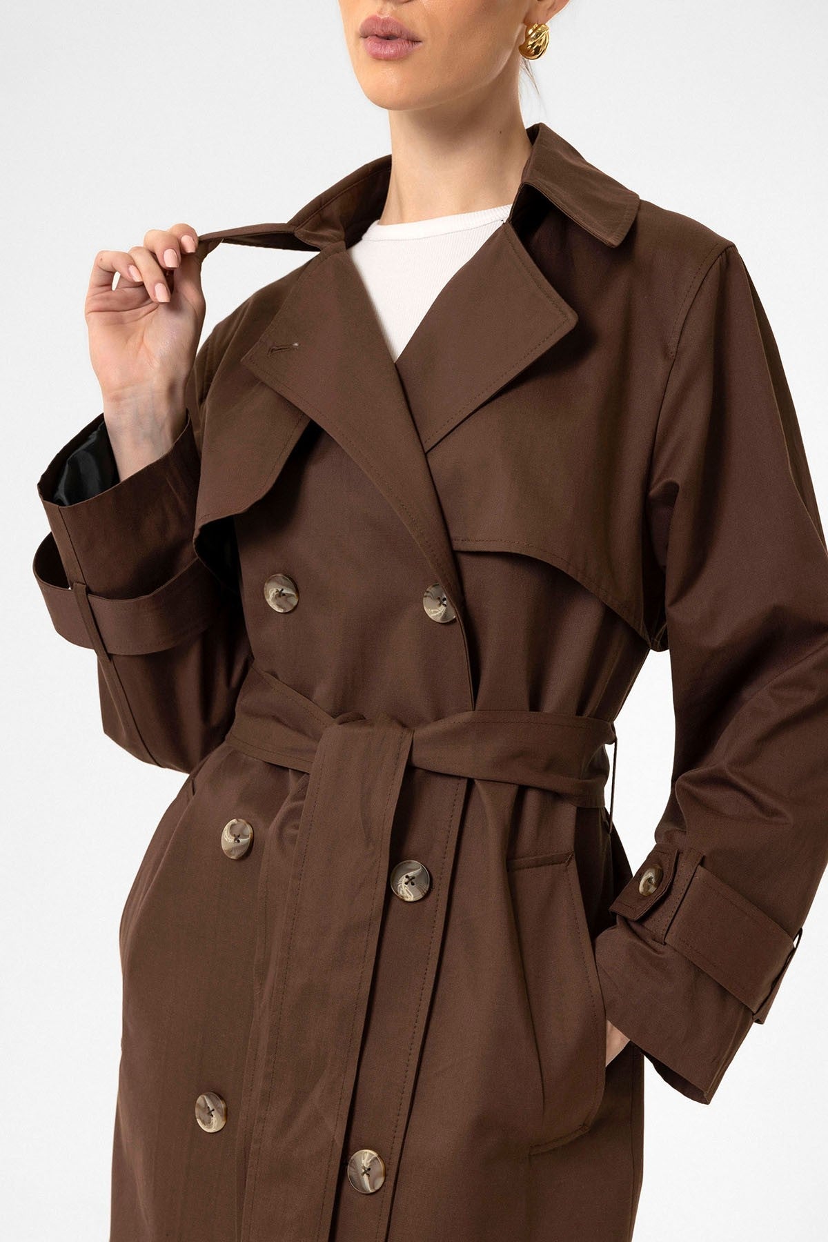 Antioch Women's Double-Breasted Belted Trench Coat