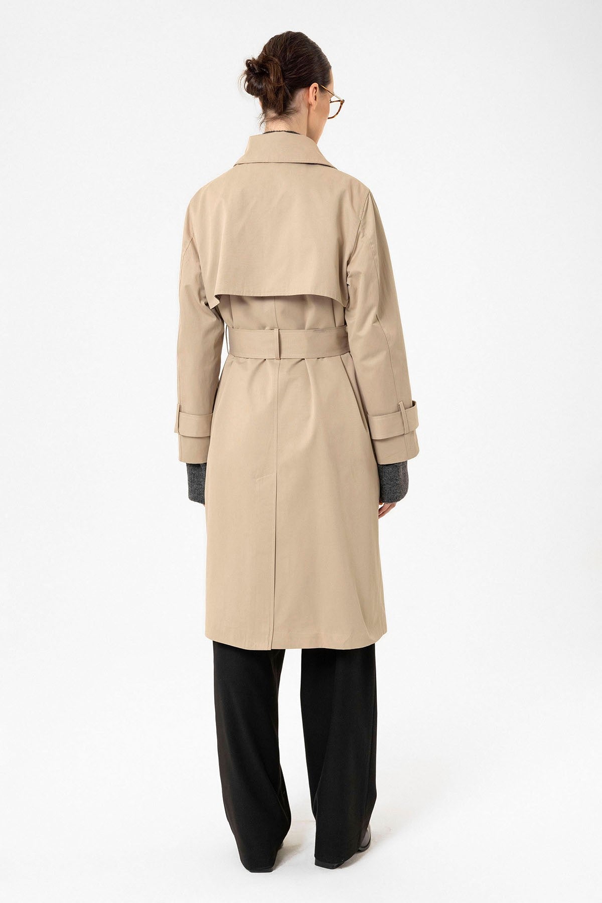 Antioch Women's Double-Breasted Belted Trench Coat