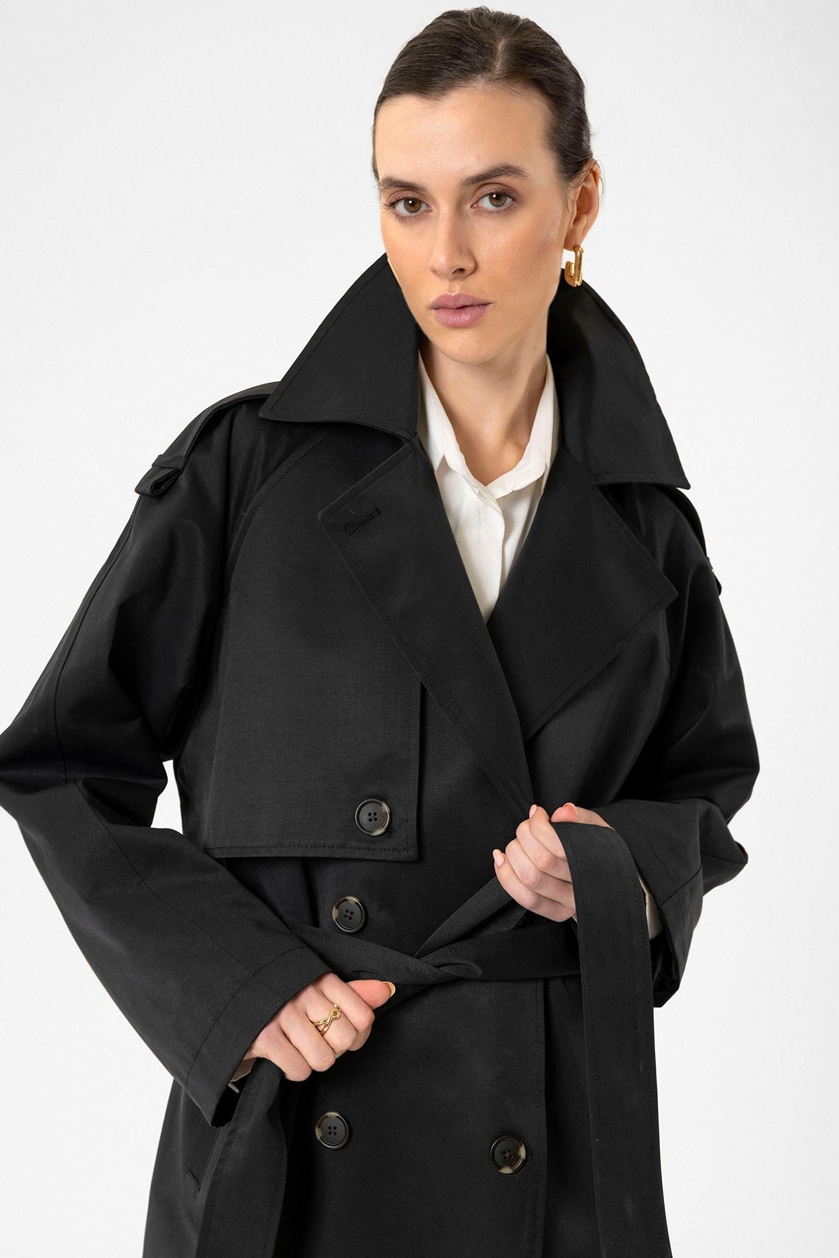 Antioch Women's Long Trench Coat with Belt