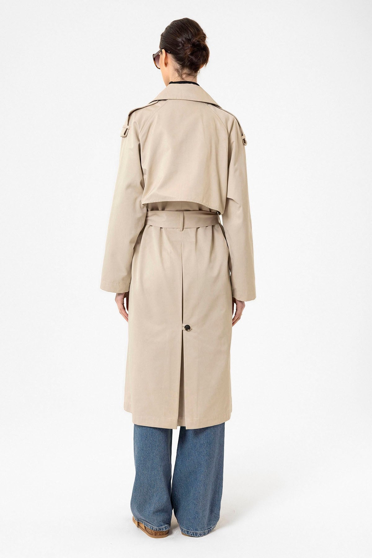 Antioch Women's Long Trench Coat with Belt
