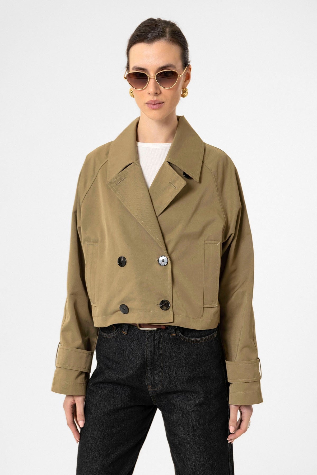 Antioch Women's Double-Breasted Short Trench Coat