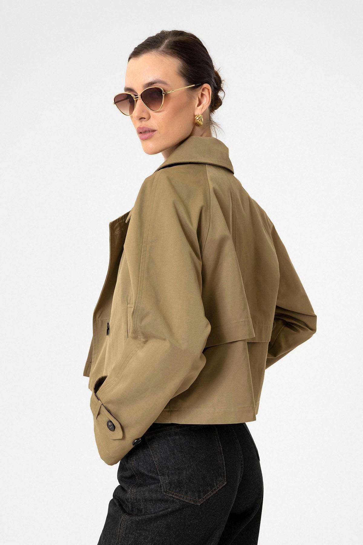 Antioch Women's Double-Breasted Short Trench Coat