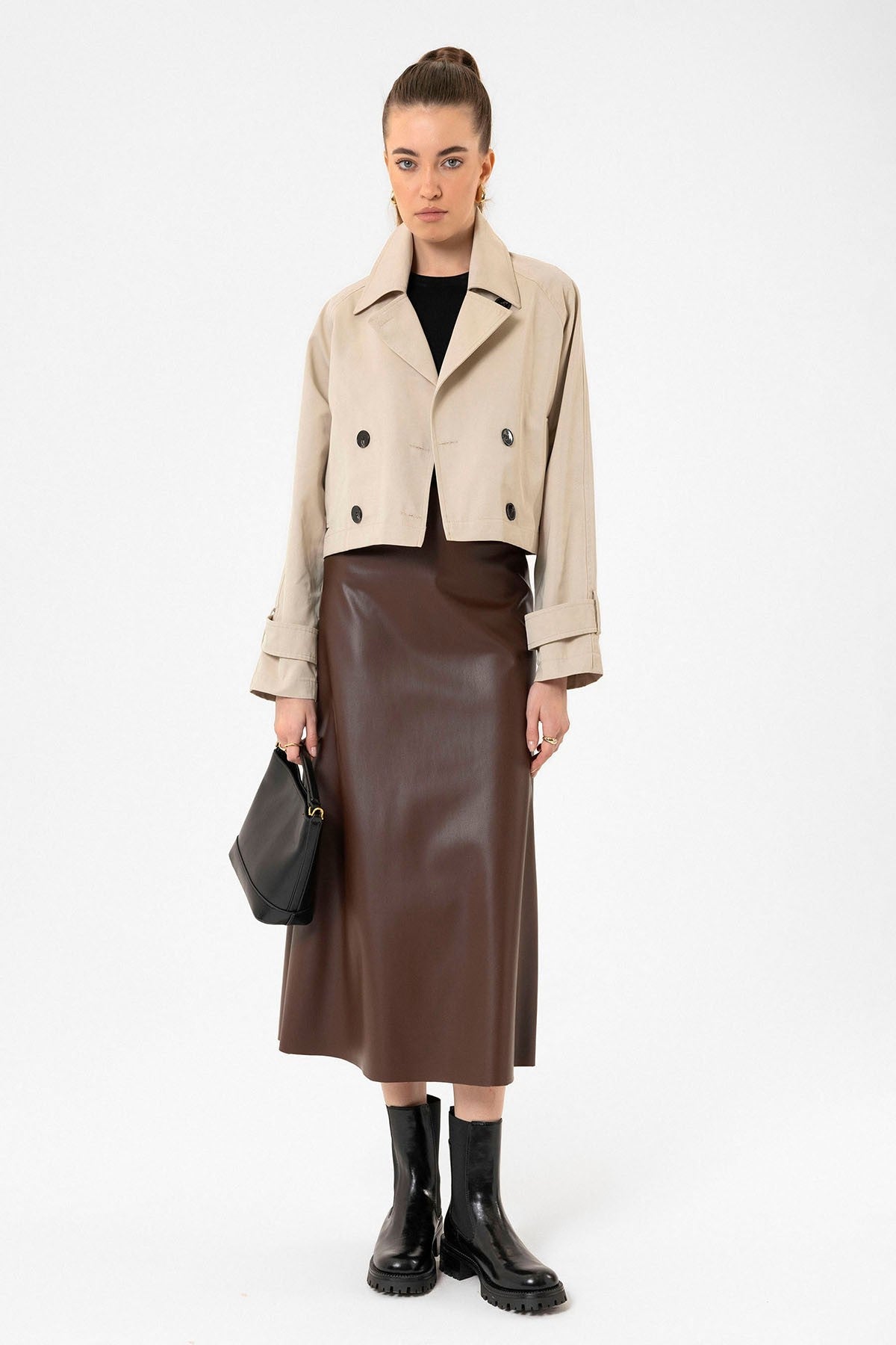 Antioch Women's Double-Breasted Short Trench Coat