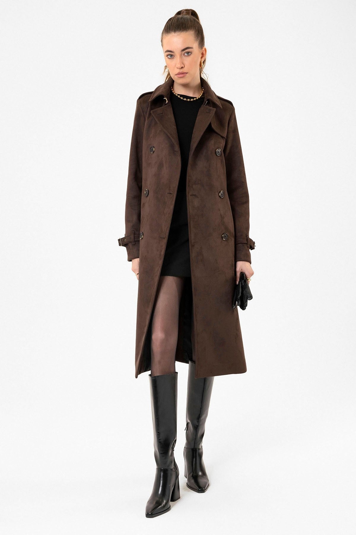 Antioch Women's Belted Nubuck Trench Coat