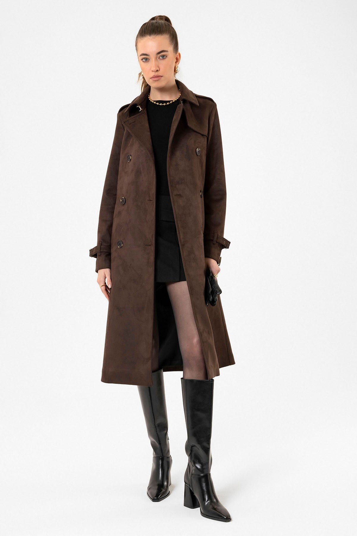 Antioch Women's Belted Nubuck Trench Coat
