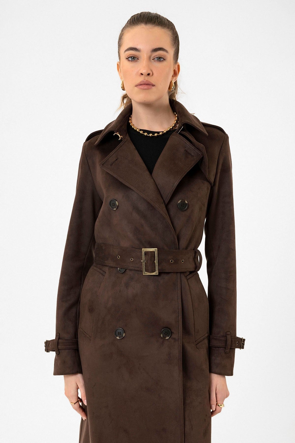 Antioch Women's Belted Nubuck Trench Coat
