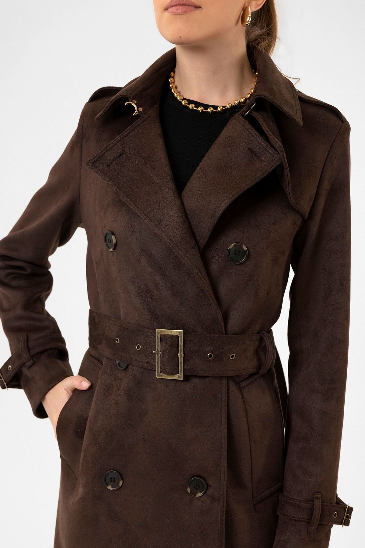 Antioch Women's Belted Nubuck Trench Coat