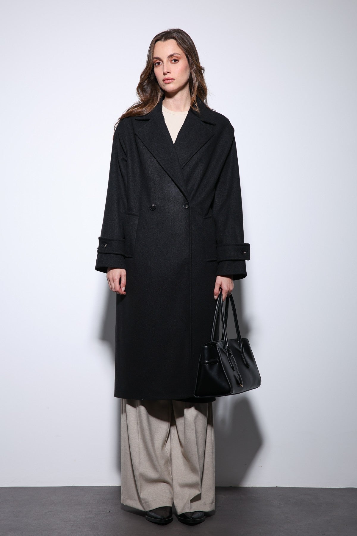 Antioch Women's Soft-Textured Oversized Double-Breasted Coat