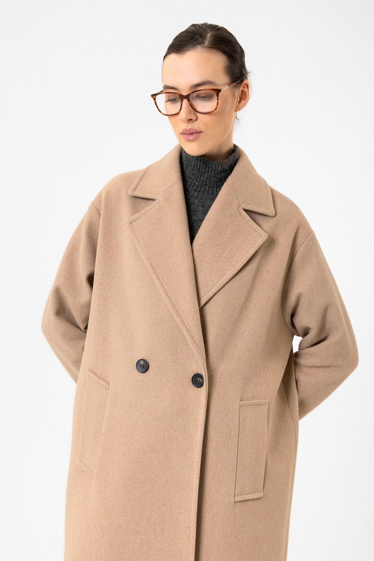 Antioch Women's Soft-Textured Oversized Double-Breasted Coat