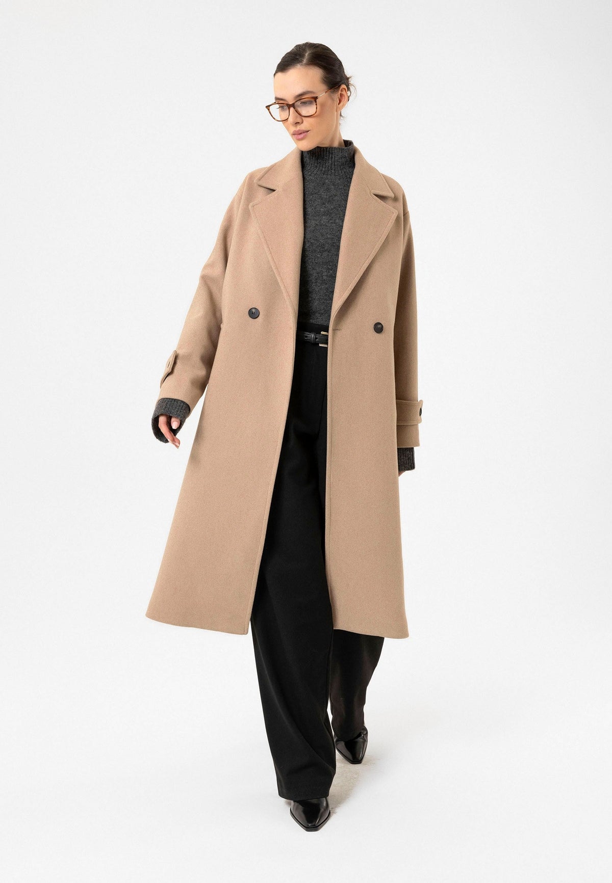 Antioch Women's Soft-Textured Oversized Double-Breasted Coat