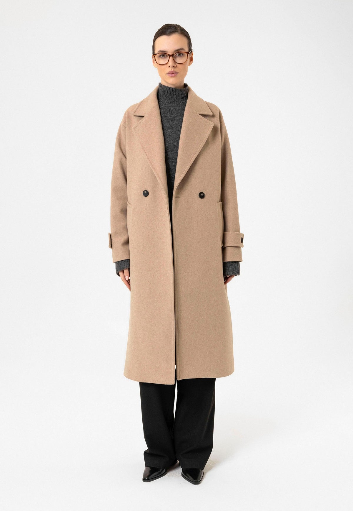 Antioch Women's Soft-Textured Oversized Double-Breasted Coat