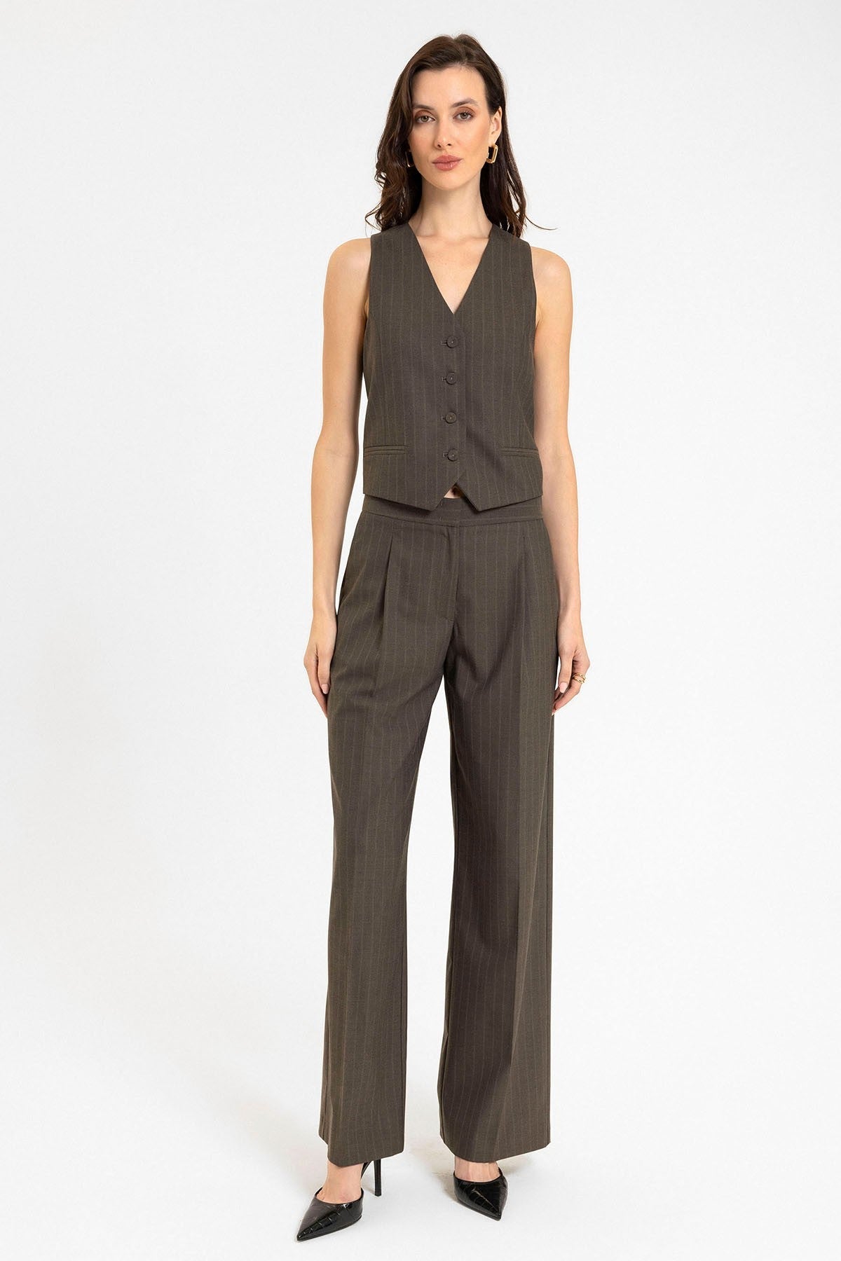 Antioch Women's Striped Button-Front Vest