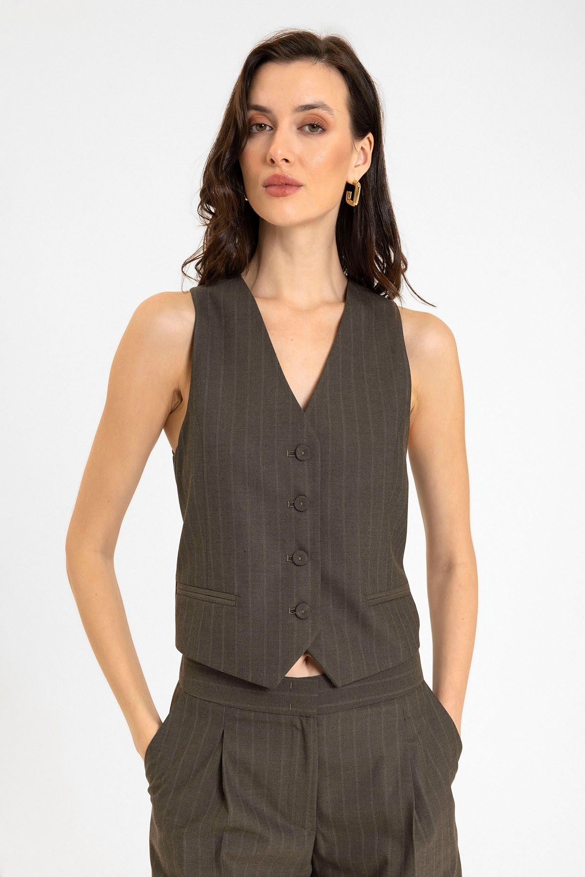 Antioch Women's Striped Button-Front Vest