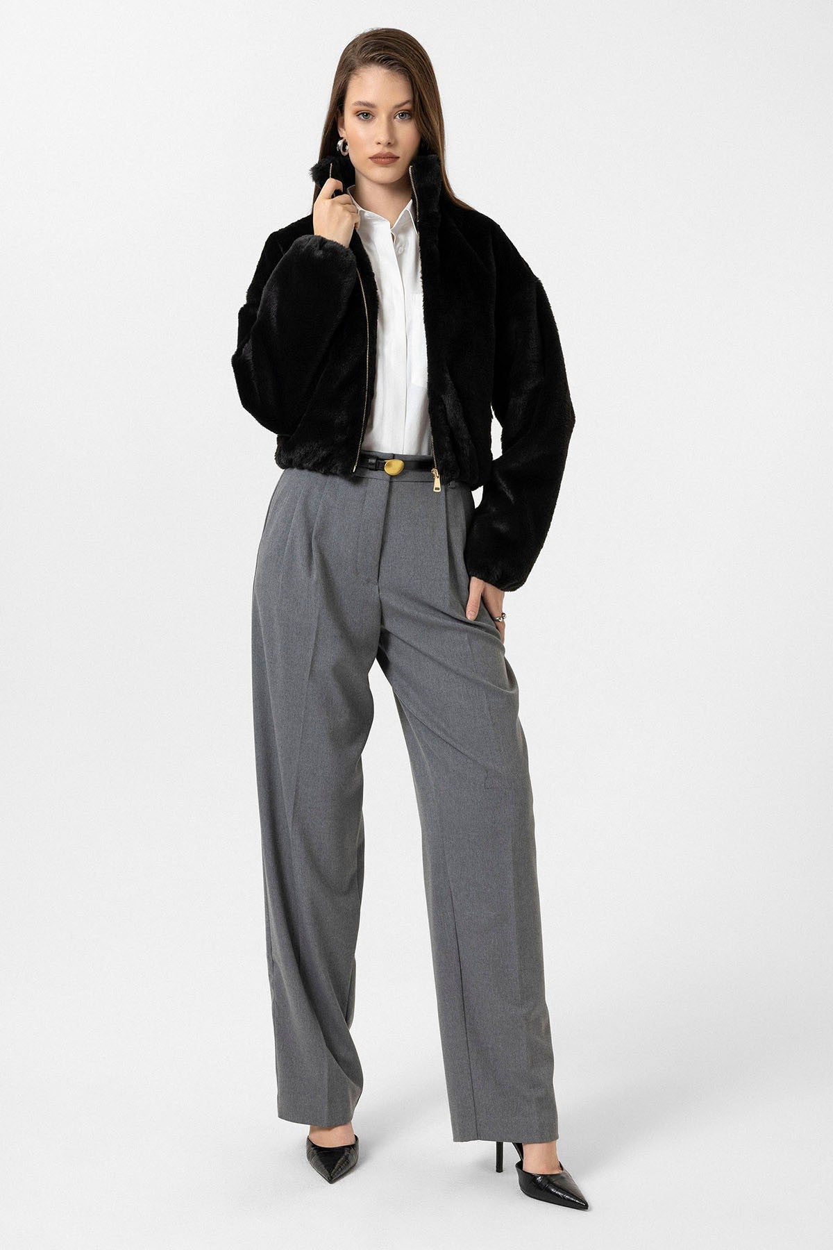 Antioch Women's Elastic-Waist Faux Fur Coat