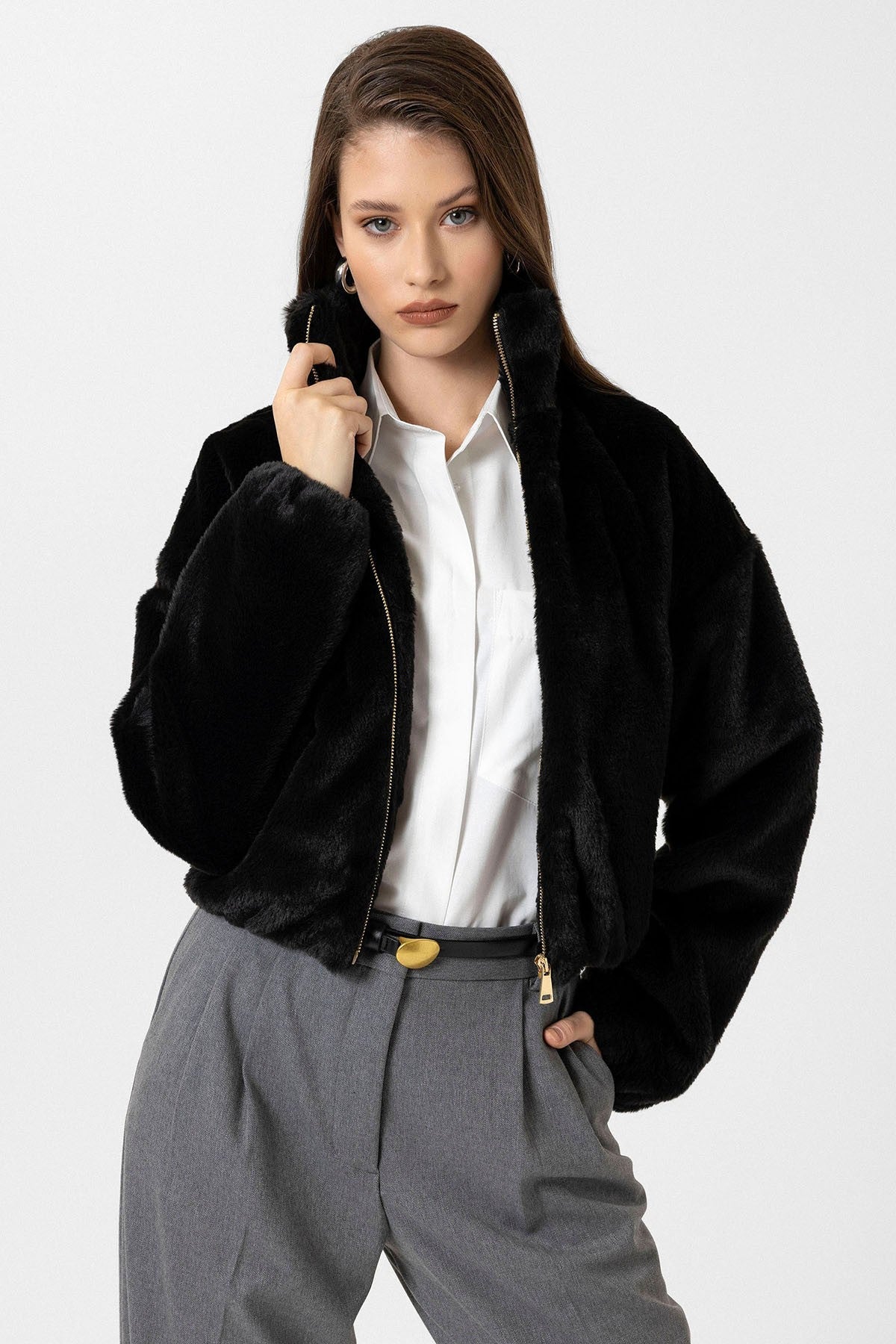 Antioch Women's Elastic-Waist Faux Fur Coat