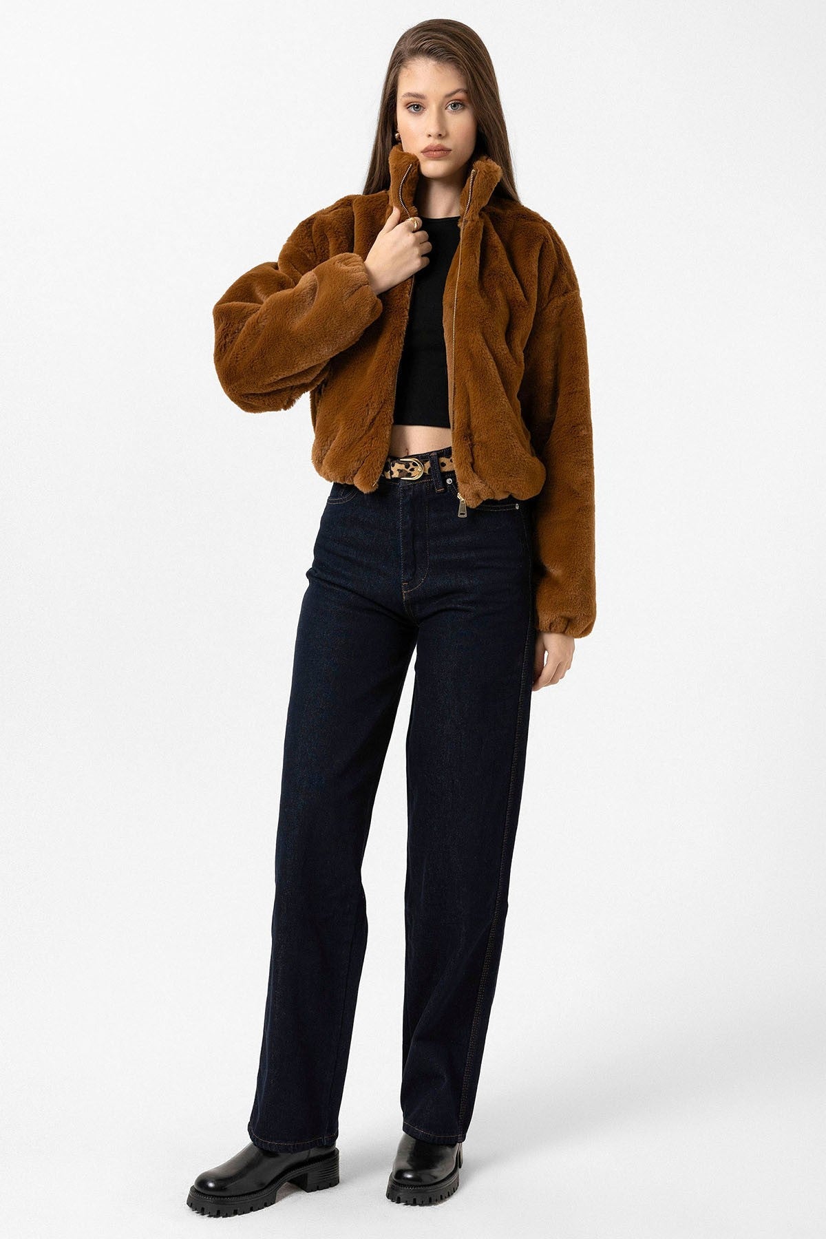 Antioch Women's Elastic-Waist Faux Fur Coat