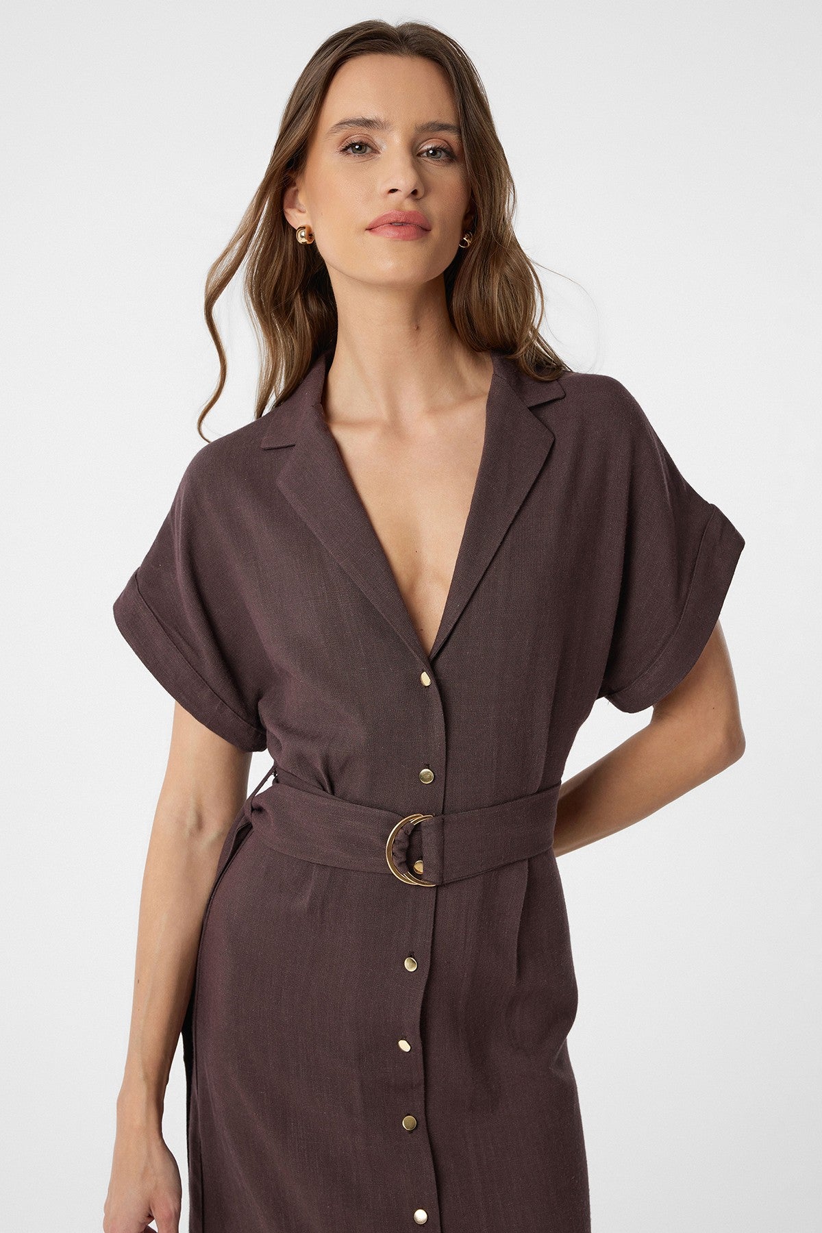 Antioch Linen-Blend Arched-Waist Women's Dress