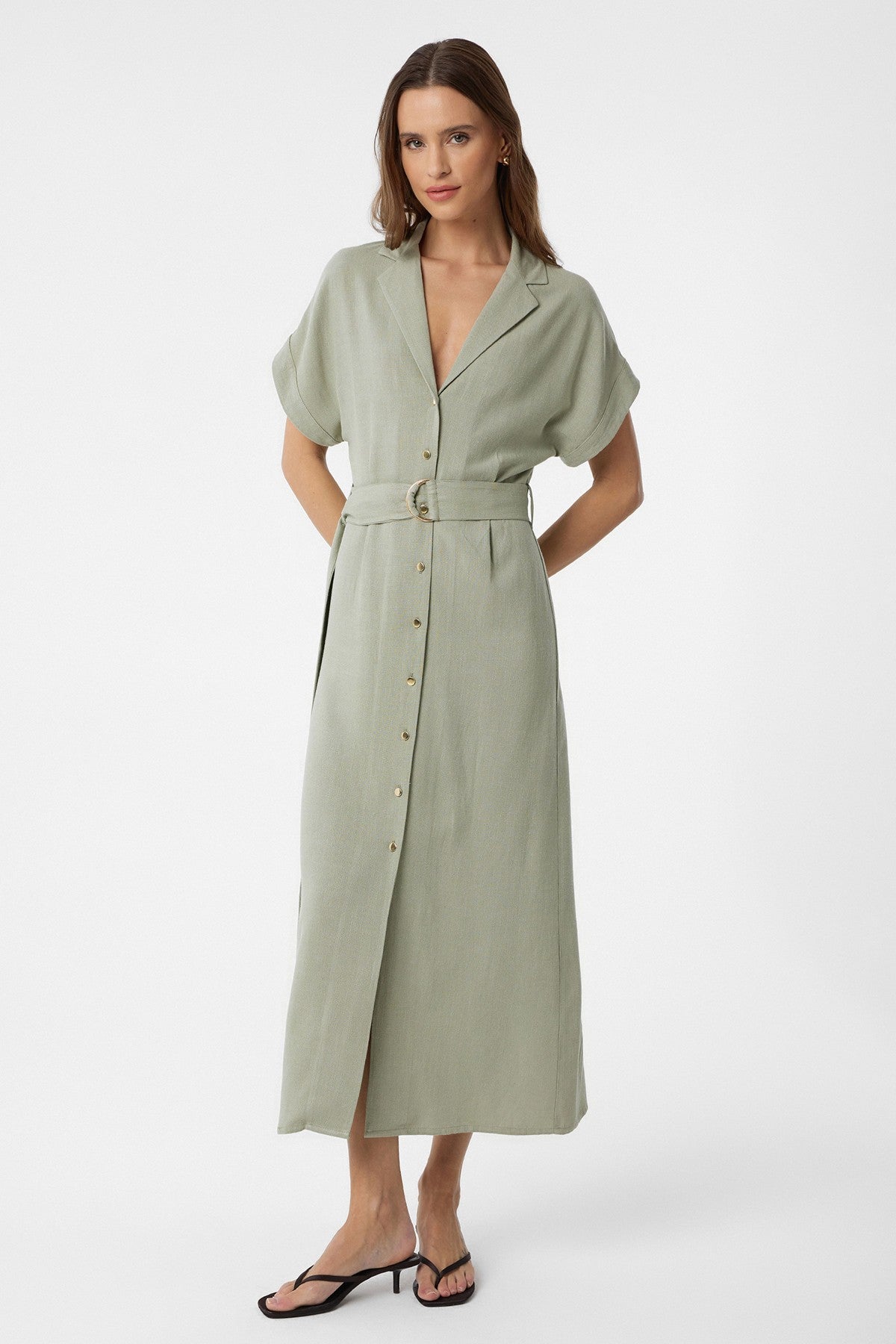 Antioch Linen-Blend Arched-Waist Women's Dress