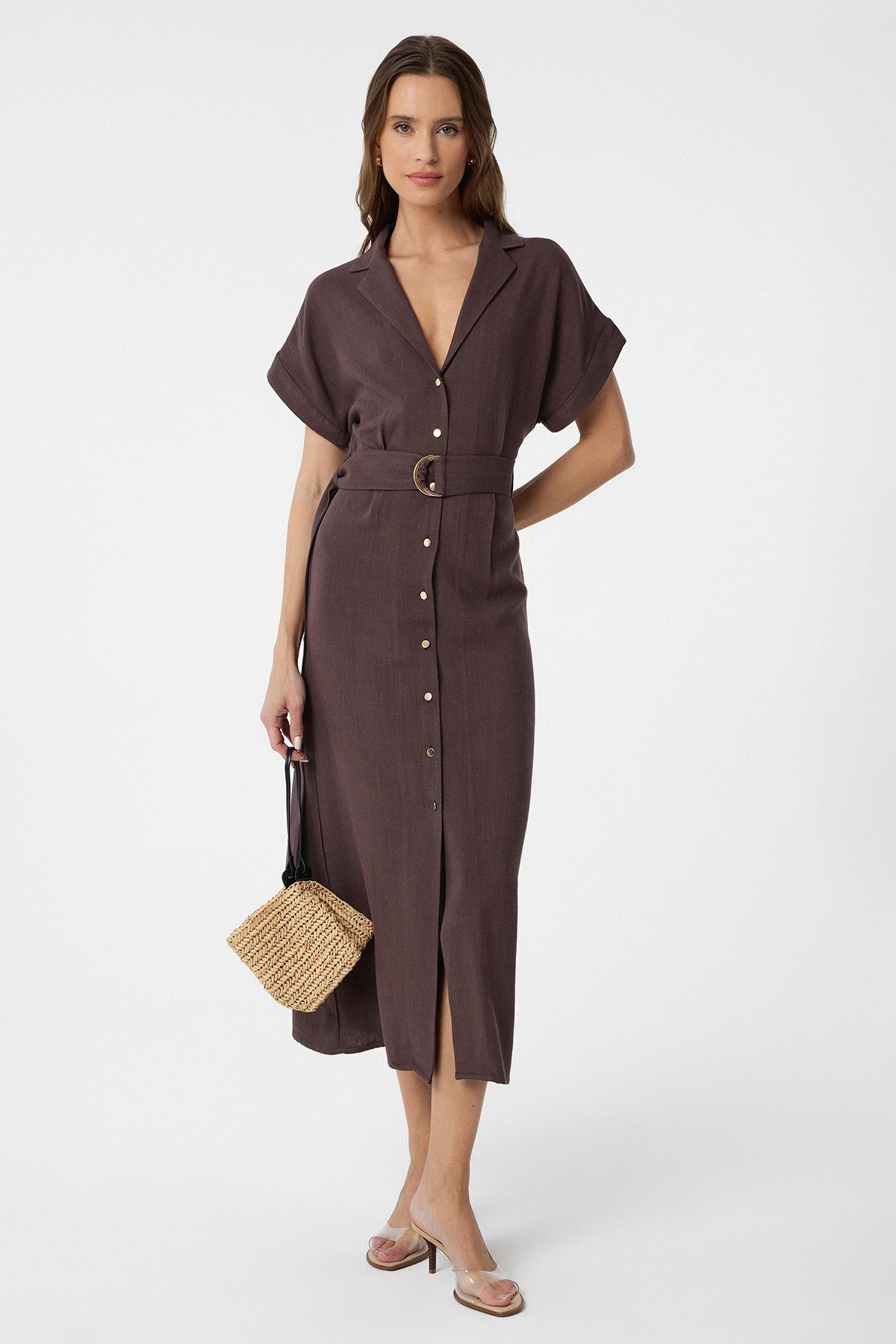 Antioch Linen-Blend Arched-Waist Women's Dress