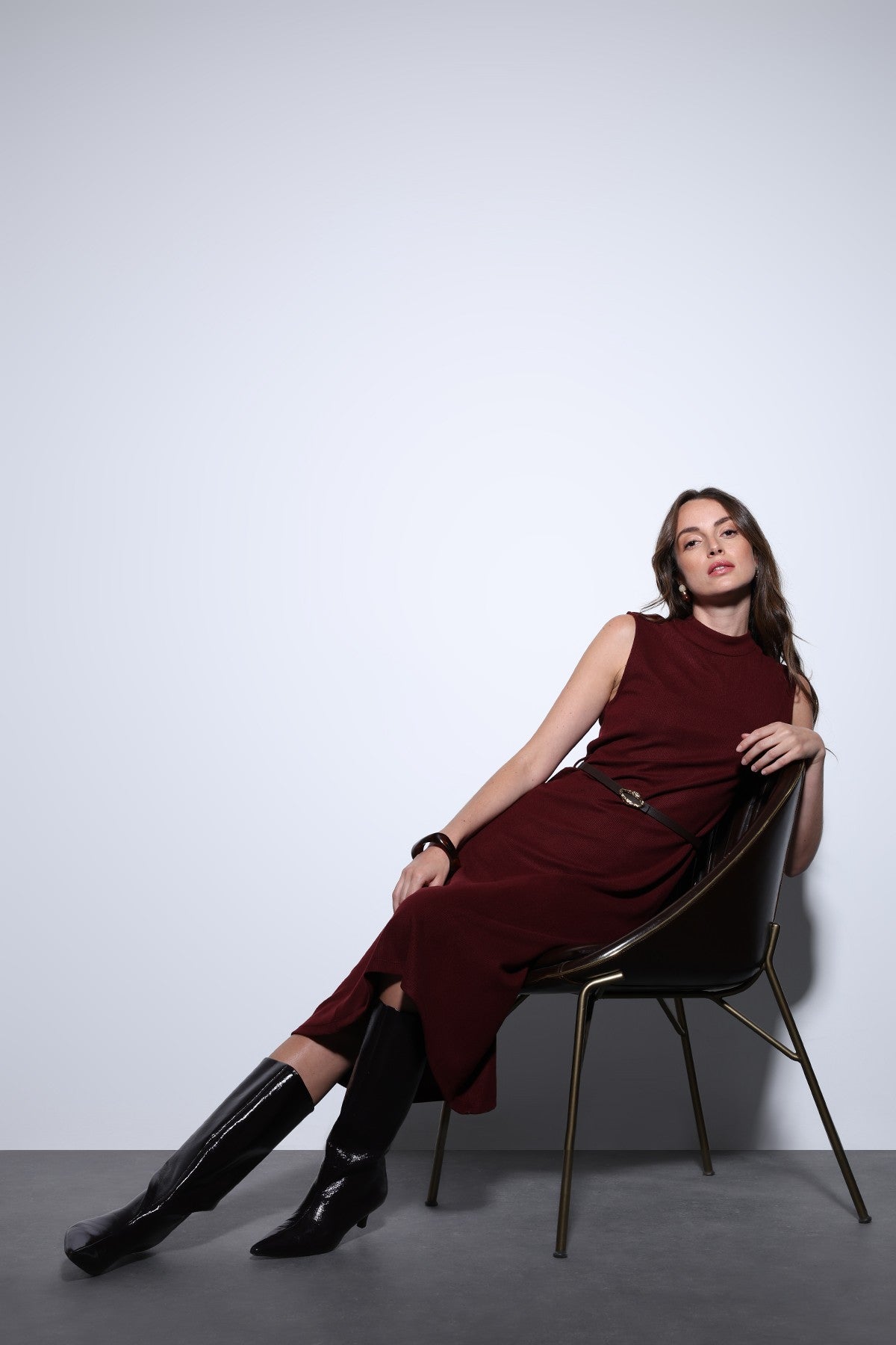 Antioch Belted Women's Midi Dress with Detailed Design