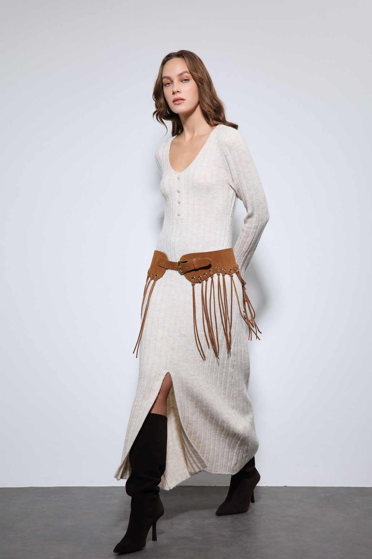 Antioch Slit-Detail Knit Dress