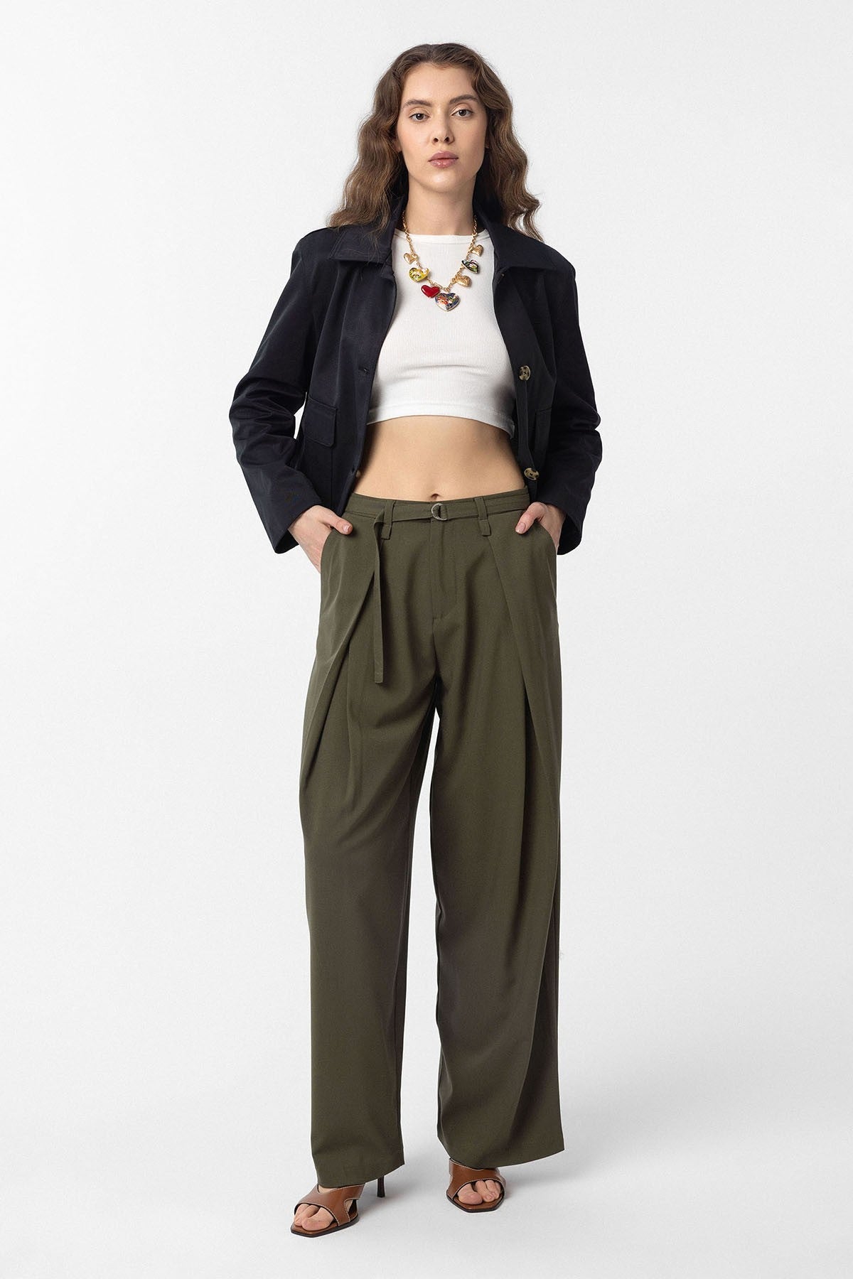 Antioch Women's Arched-Waist Pleated Pants