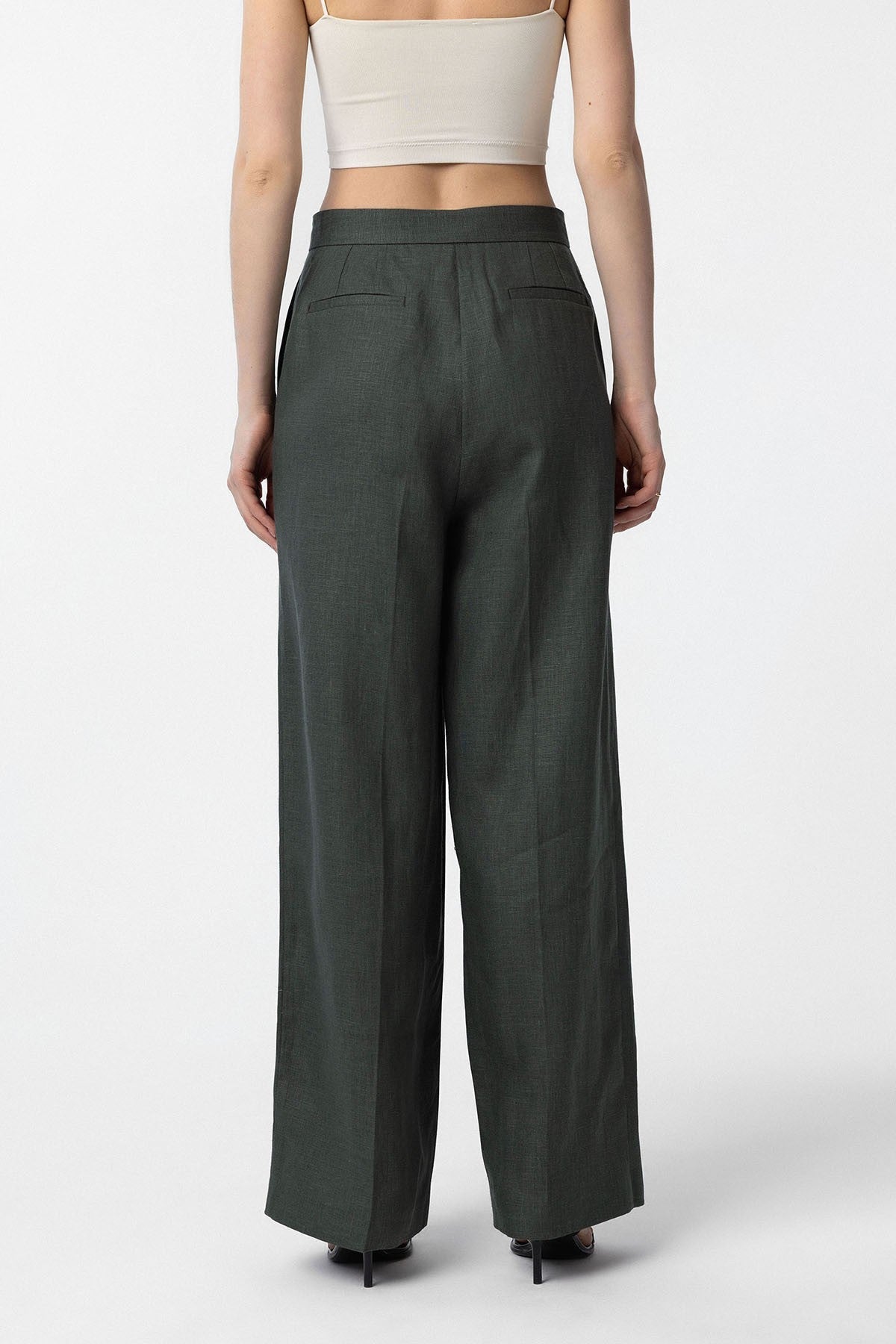 Antioch 100% Linen High-Waisted Pleated Women's Pants