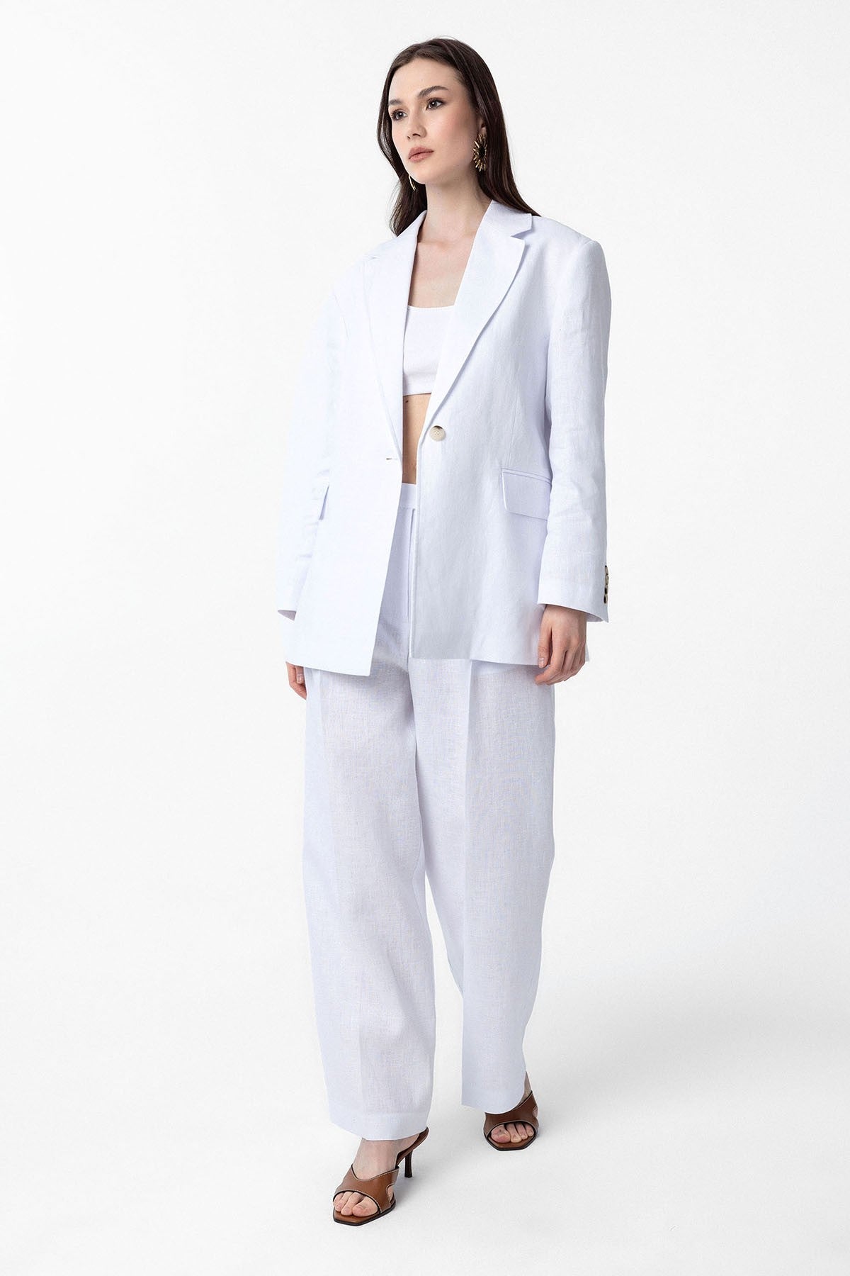 Antioch 100% Linen High-Waisted Pleated Women's Pants