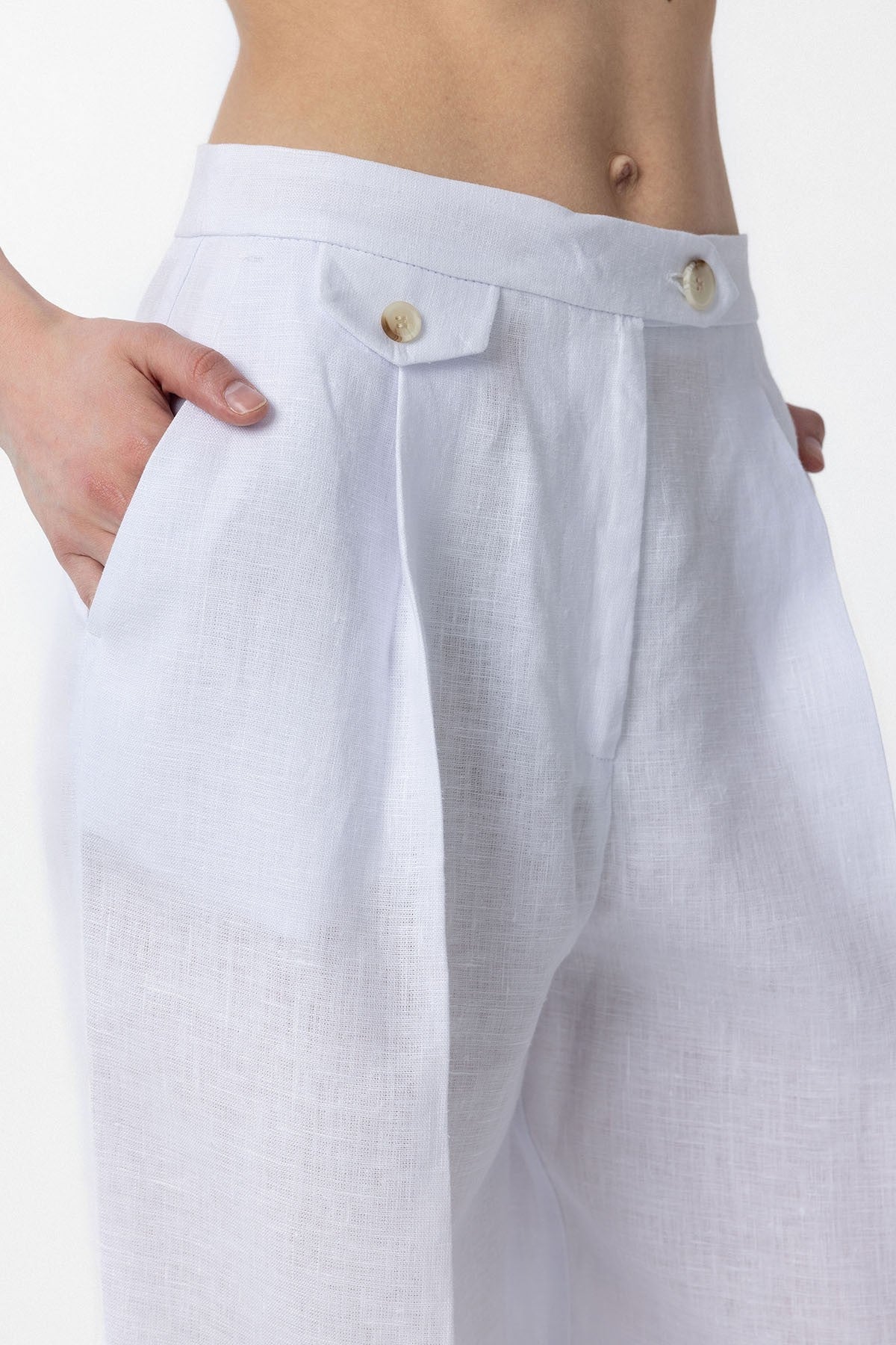 Antioch 100% Linen High-Waisted Pleated Women's Pants