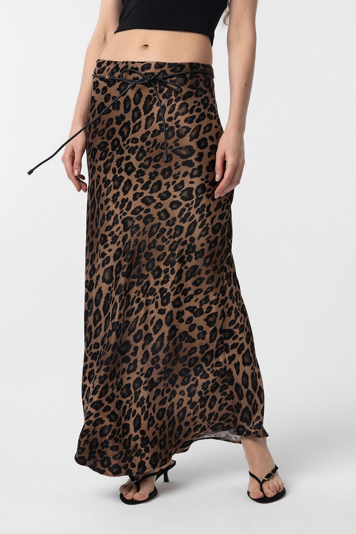Antioch Leopard-Print Long Women's Skirt with Belt