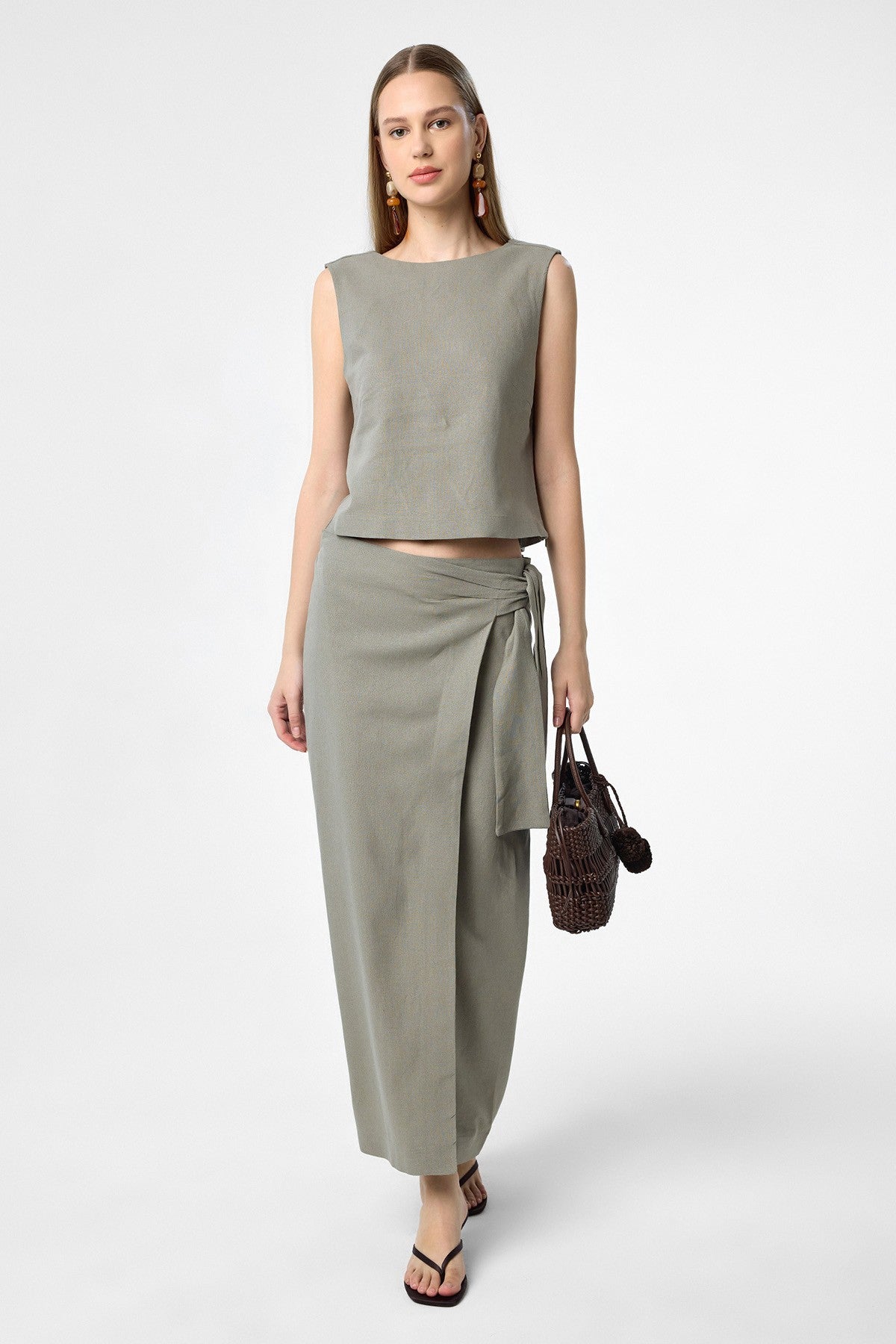 Antioch Linen-Blend Belted Women's Skirt
