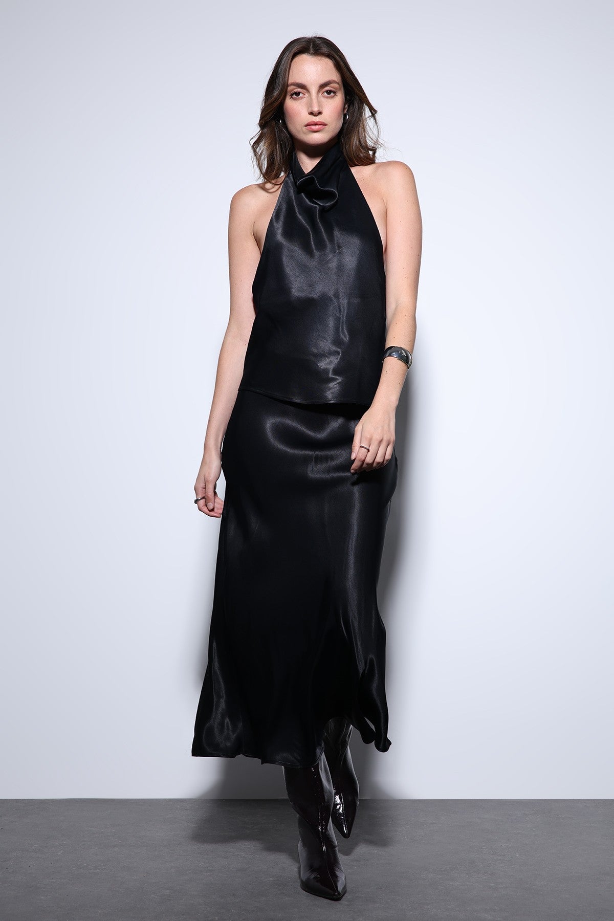 Antioch Satin Midi Skirt