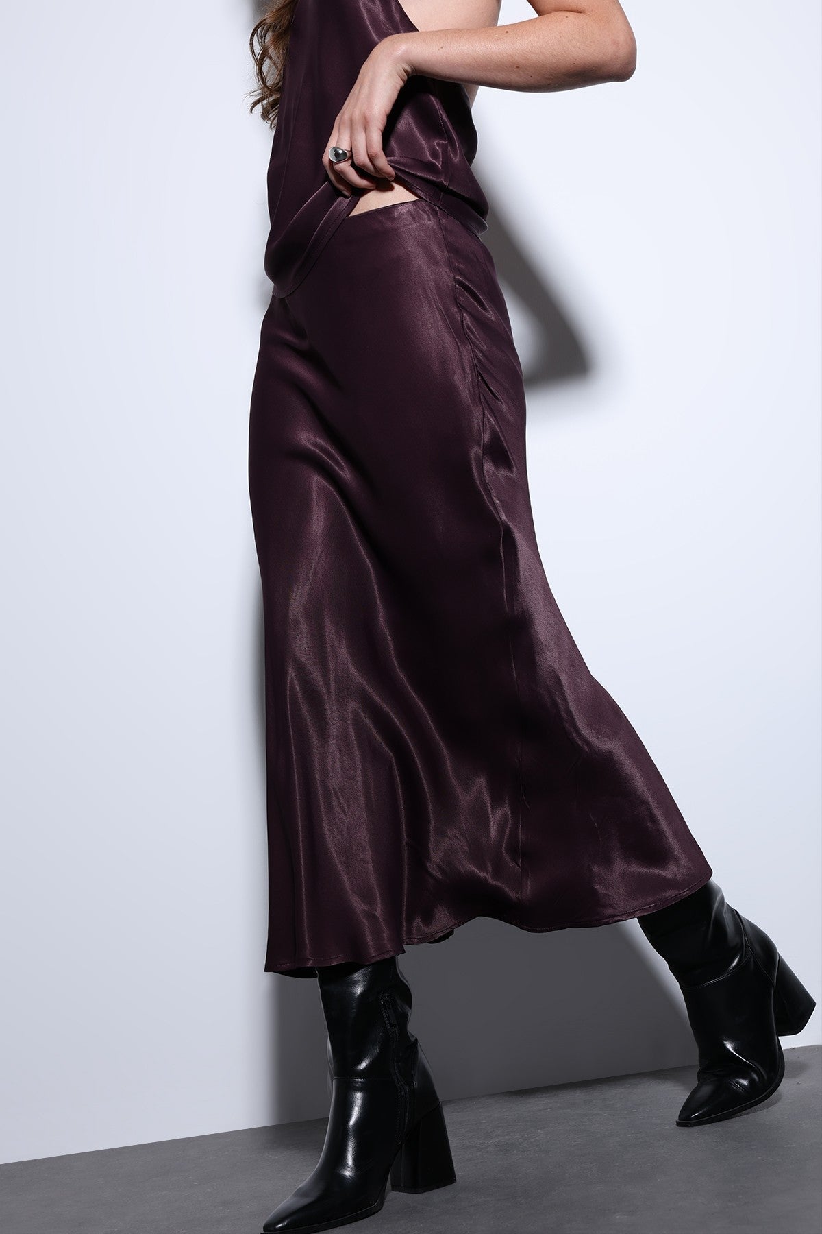 Antioch Satin Midi Skirt